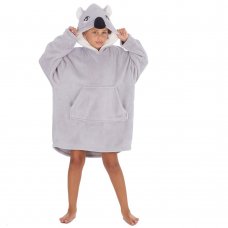 18C885: Kids Novelty Plush Oversized Heavy Weight Hoodie- Koala (One Size - 7-13 Years)